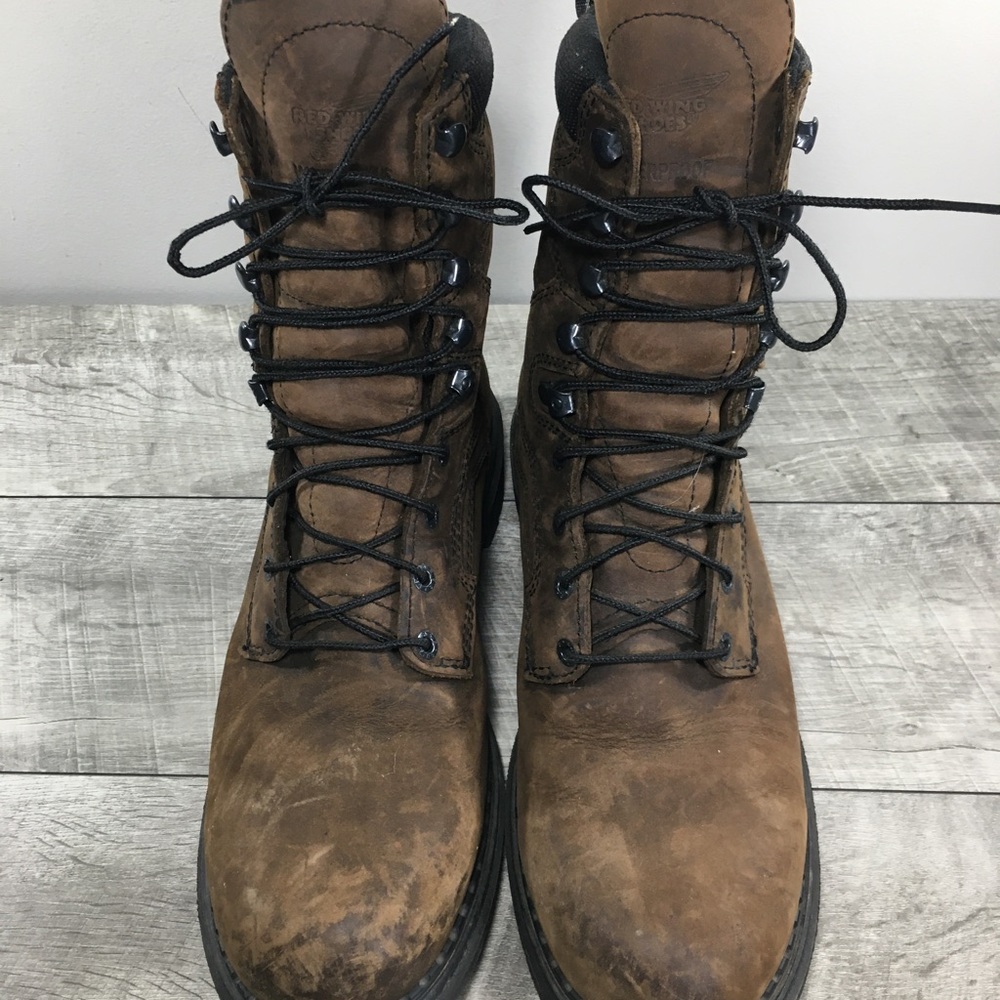 Red Wing Shoes Mens 414 Brown Leather Work Waterproof Dry Soft Toe Boots Size 12 - Picture 4 of 11